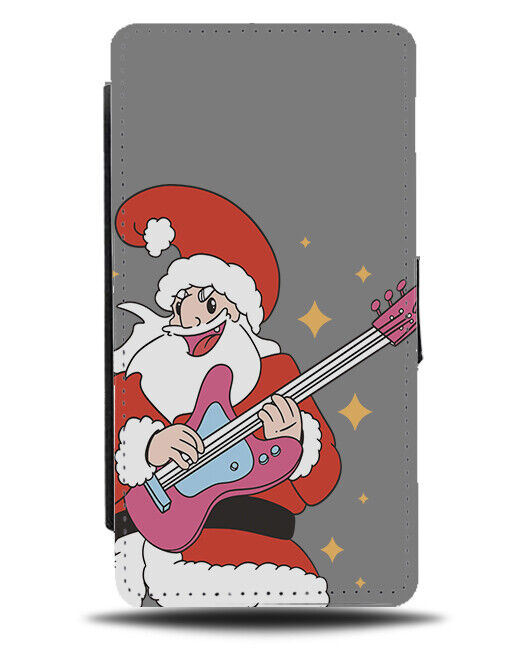 Rock and Roll Santa Claus Flip Wallet Case Rocker Rocking Music Guitar N951