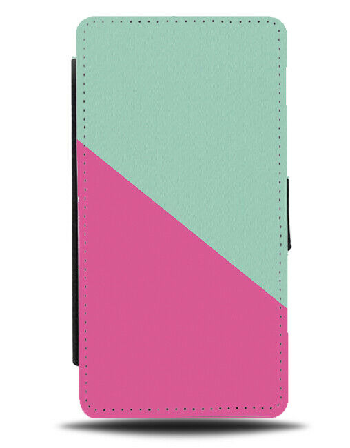 Mint Green and Hot Pink Flip Cover Wallet Phone Case Pale Coloured Colours I423