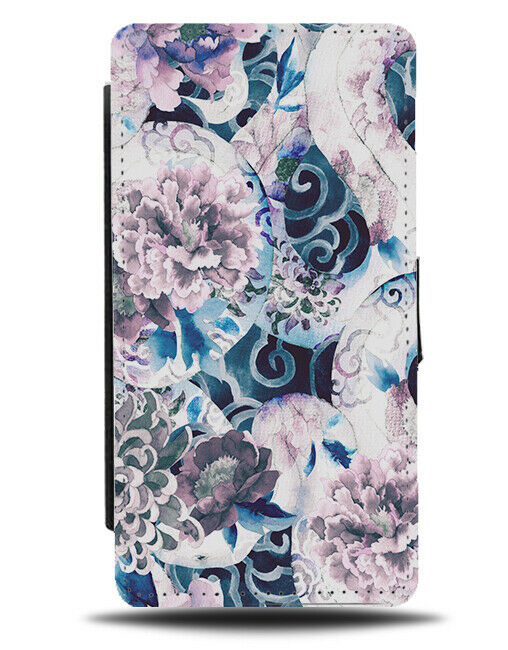 Pink Snake and Flowers Flip Wallet Case Snakes Floral Stencilling Shapes G163