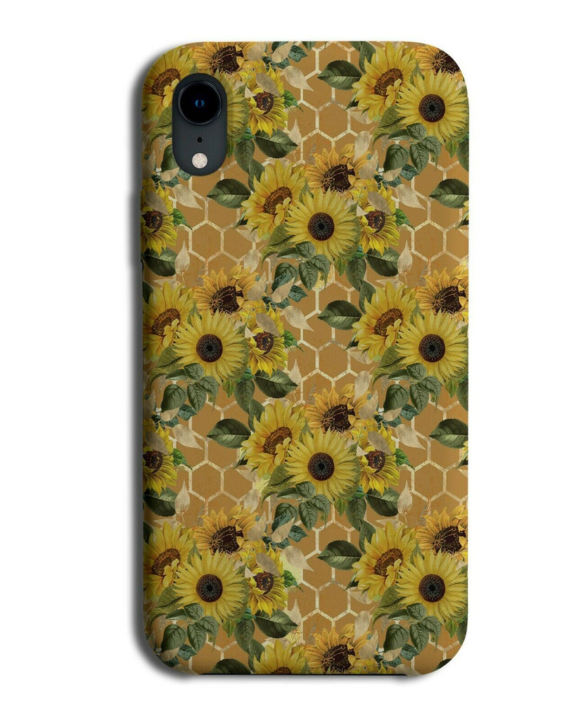 Honeycomb Flower Pattern Phone Case Cover Floral Sunflowers Beehive Shapes G233