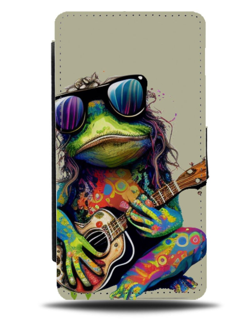 Hippy Frog Flip Wallet Case Funny Frogs Hippie Guitar Musical 60s 70s 50s BF39