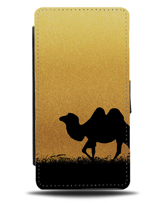 Camel Silhouette Flip Cover Wallet Phone Case Camels Hump Gold Golden H983