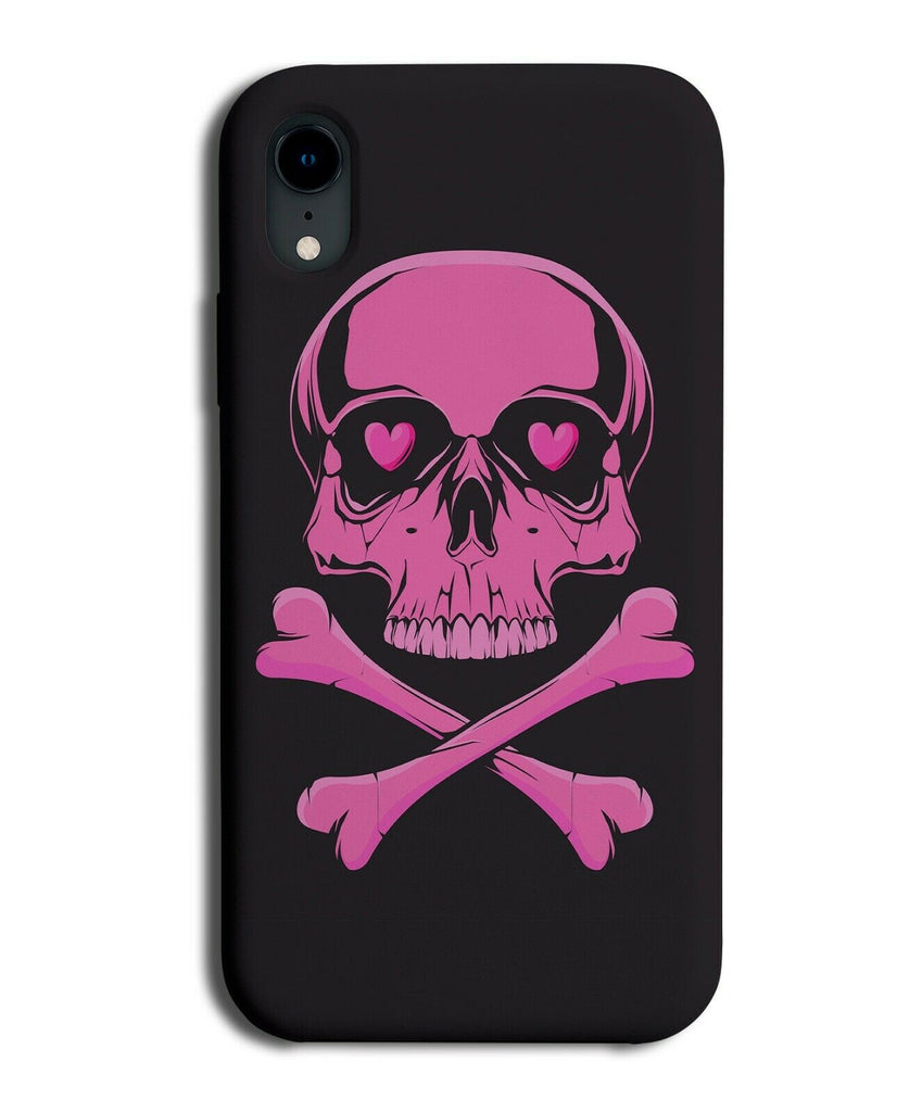 Black and Hot Pink Skull And Crossbones Phone Case Cover Love Heart Hearts D792