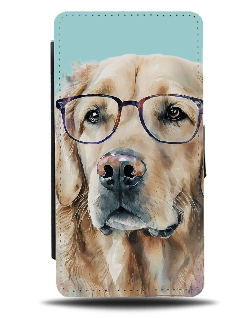 Smart Golden Retriever In Glasses Flip Wallet Case Funny Labrador Dog Pet AQ99