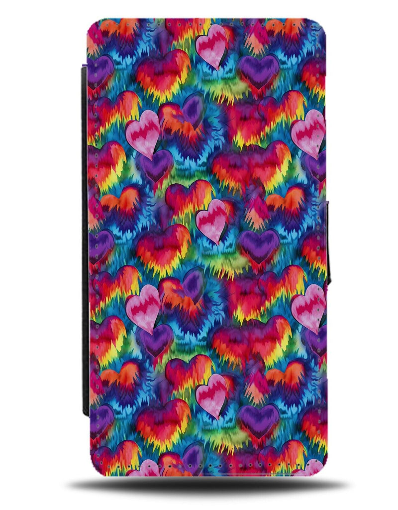 Tie Dye Colourful Love Heart Symbols and Shapes Flip Wallet Case Shape 60s CR85