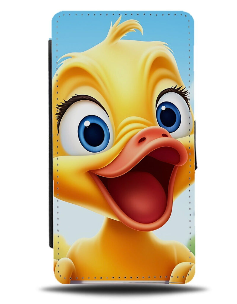 Happy Rubber Duck Flip Wallet Case Ducks Face Novelty Yellow Animated Kids DC87