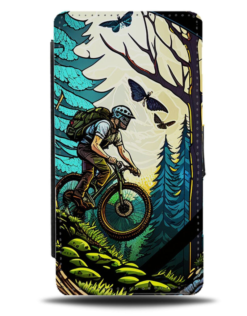 Downhill Mountain Biking Flip Wallet Case Bike Mountains Dirt Dirtbike DE84