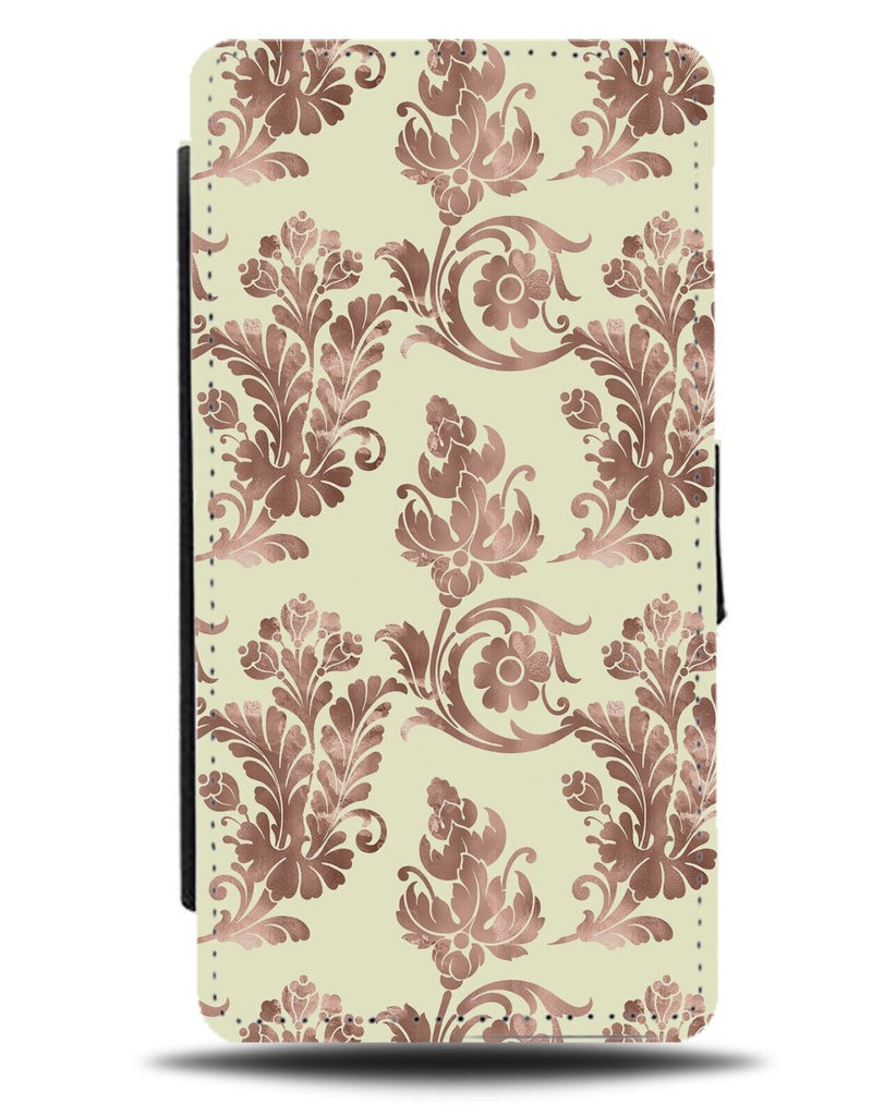 Pastel Yellow and Rose Gold Leaves Flip Wallet Case Flowers Floral Style CC87