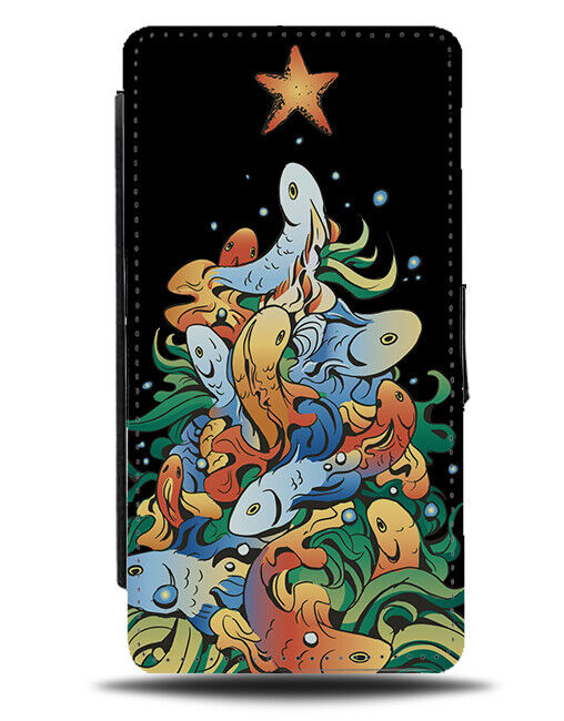 Koi Fish Christmas Tree Flip Wallet Case Fishes Fishing Carp Carps Japanese N744