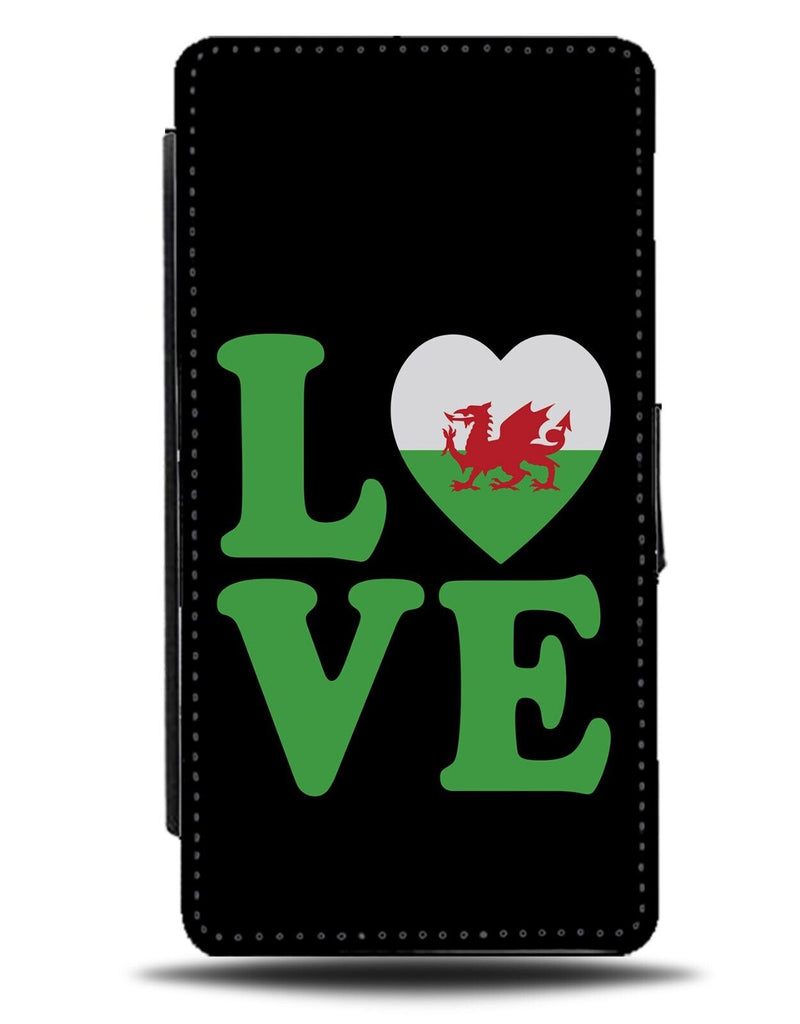 Love Wales Flip Wallet Case Welsh Flag Dragon Design Heart Hearts Girls DG52