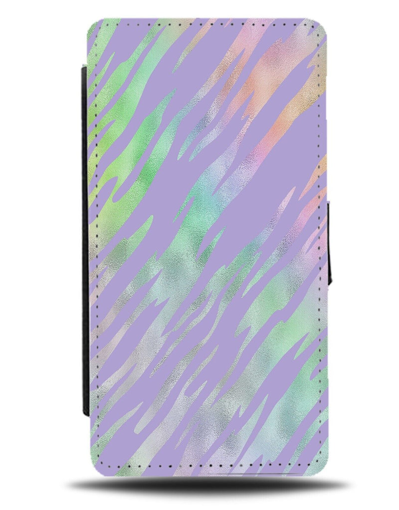 Violet Purple Iridescent Tiger Stripes Flip Wallet Case Tigers Skin Print DE60