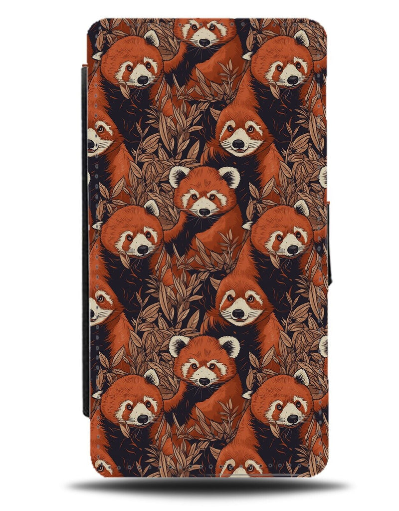 Retro Red Panda Pattern Flip Wallet Case Design Pandas Redpanda Cartoon CA15