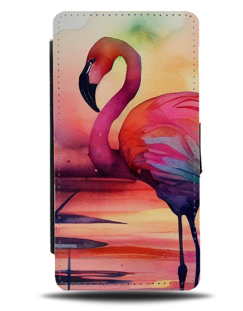Oil Painting Print Flamingos Flip Wallet Case Flamingo Bird Photograph AN73