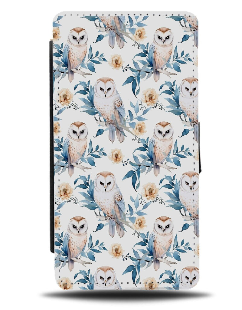 Owls and Flowers Flip Wallet Case Owl Floral Nature Birds Watercolour Fancy CU51