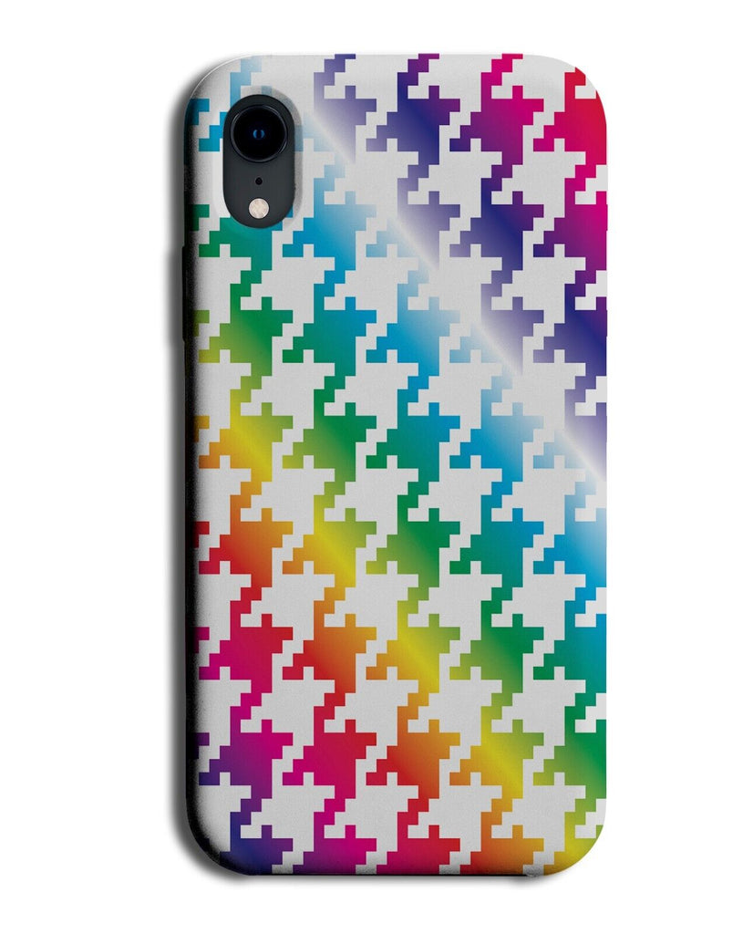 Colourful Houndstooth Phone Case Cover Hounds Tooth Design Pattern Rainbow AZ54