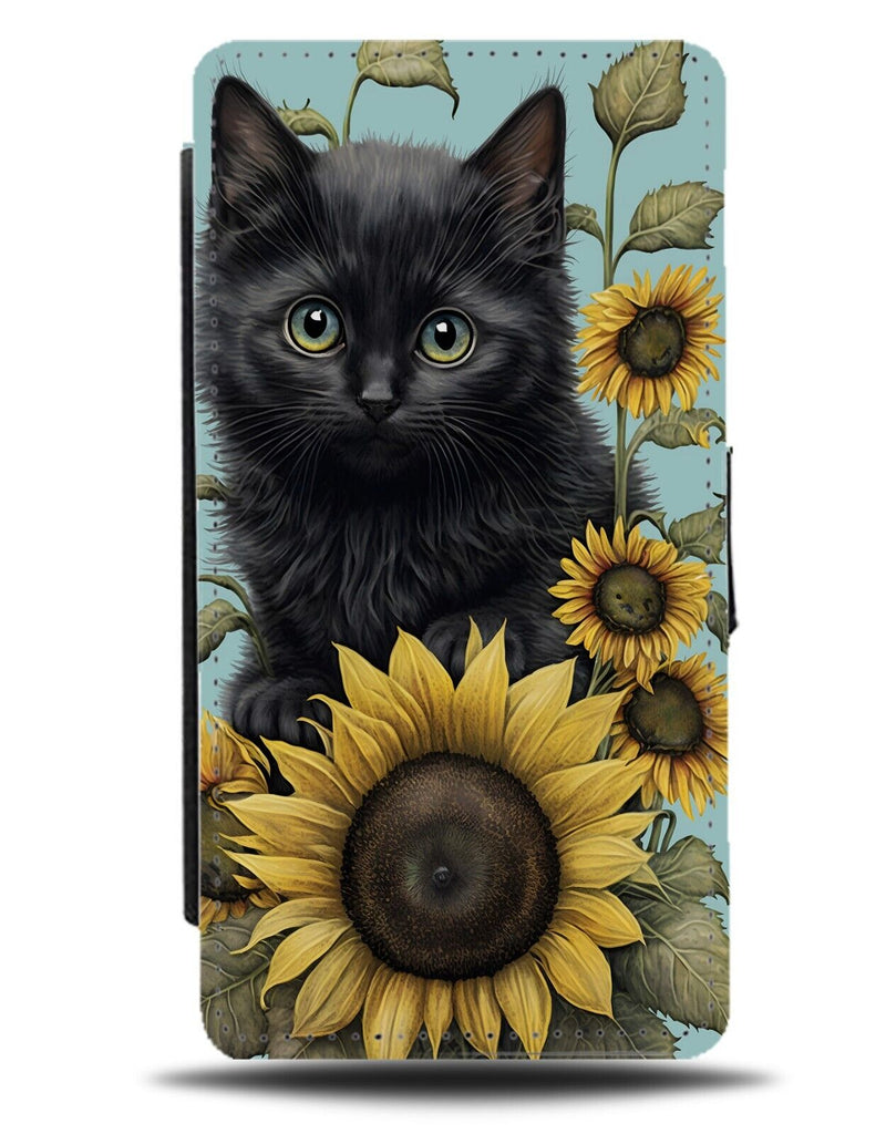 Bombay Cat in Sunflowers Flip Wallet Case Floral Cats Breed Sunflower AG86
