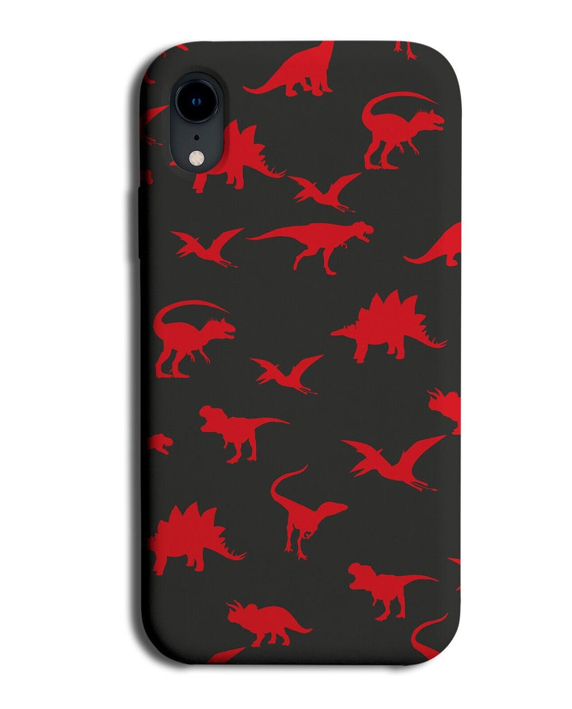 Dinosaur Silhouettes Phone Case Cover Shapes Wallpaper Flying Dinosaurs Red AJ89