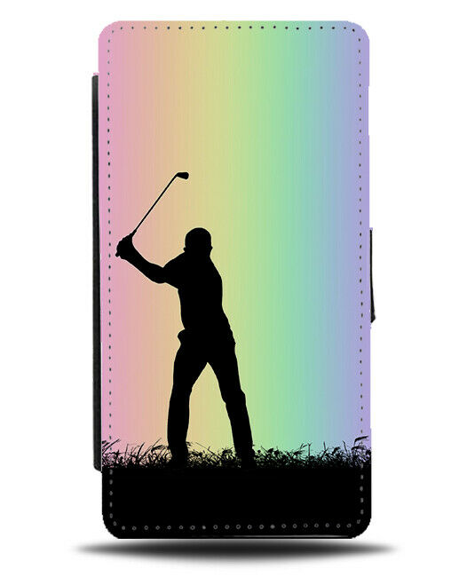 Golf Flip Cover Wallet Phone Case Golfing Golfer Balls Colourful Rainbow i654
