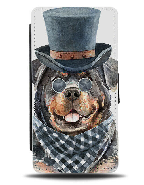 Gentleman Rottweiler Flip Wallet Case Funny Tophat Top Hat Gift Costume K750
