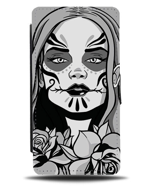 Mexican Skull Lady Model Flip Wallet Case Face Sugar Skulls Floral Tribal J746