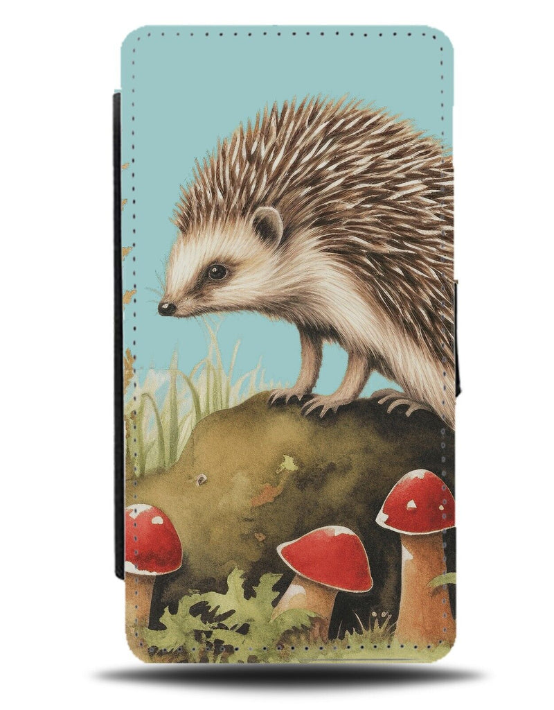 Wild Hedgehog Painting Flip Wallet Case Hedgehogs Mushroom Mushrooms Animal DA72