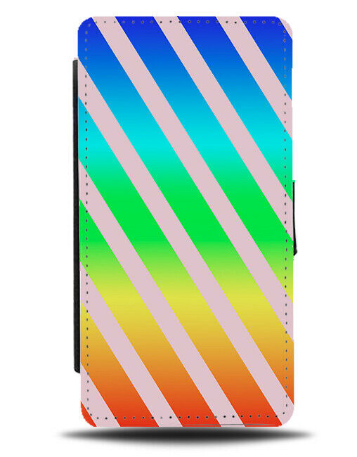 Rainbow & Baby Pink Striped Flip Cover Wallet Phone Case Stripes Colourful i855