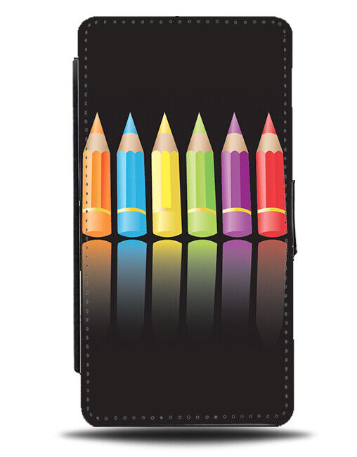 Colourful Pencils Flip Wallet Case Pencil Stationary Little Cute Rainbow K193
