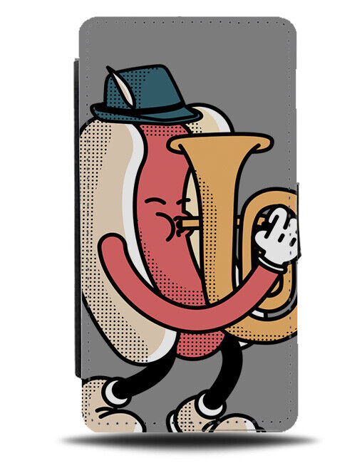 Hotdog Trombone Flip Wallet Case Oktoberfest Hotdogs Cartoon German J562