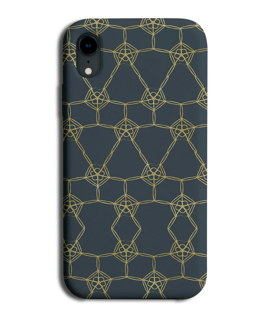 Navy Blue and Gold Stencil Geometric Triangles Phone Case Cover Triangle F892