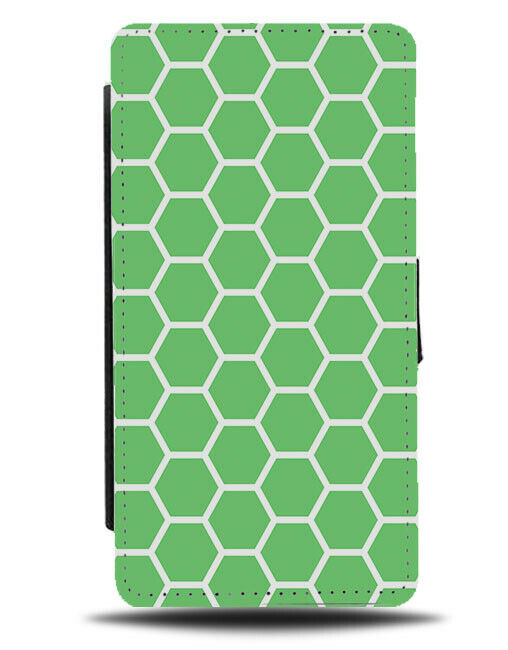 Green Beehive Honeycomb Pattern Flip Wallet Case Design Shapes Bee G467