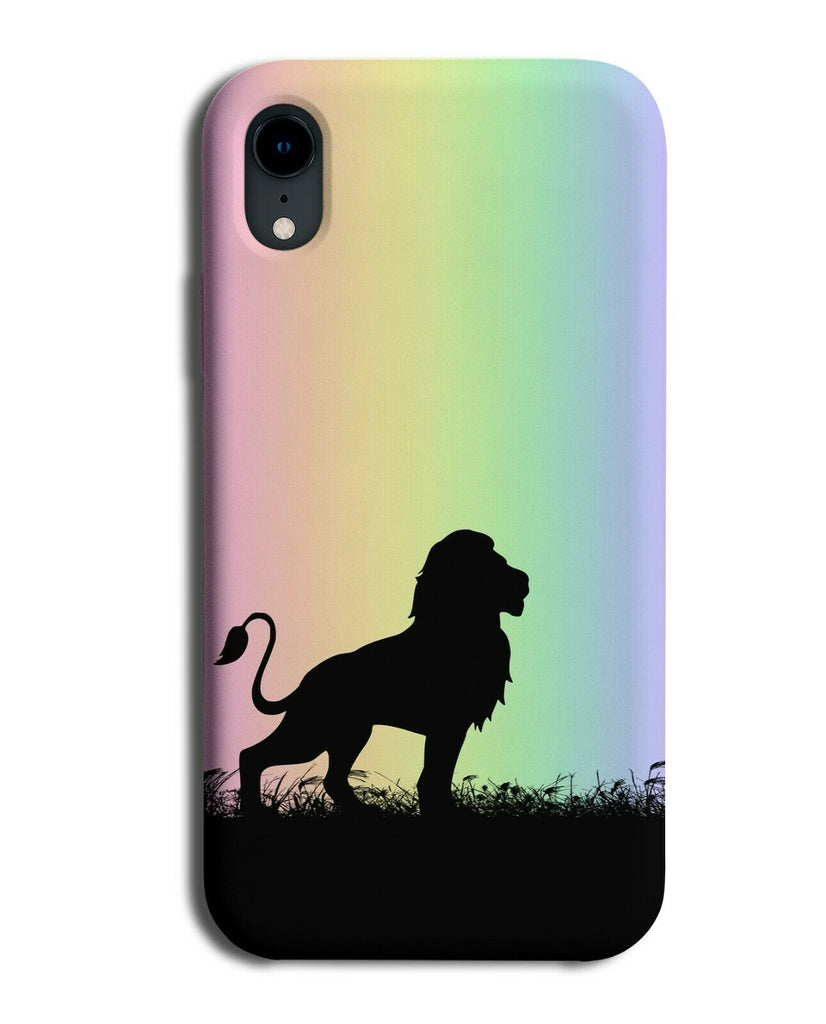 Lion Silhouette Phone Case Cover Lions Rainbow Colourful i090