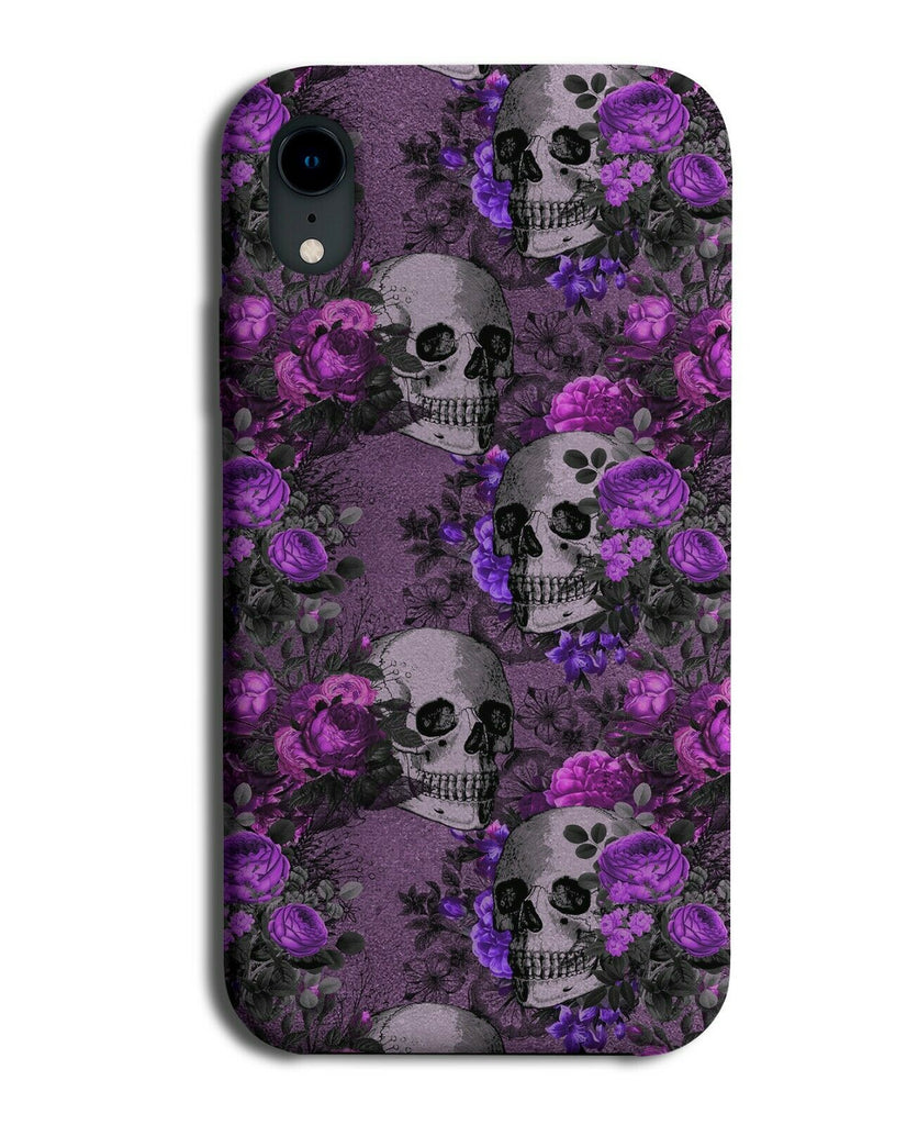 Gothic Floral Skull Phone Case Cover Skulls Skeleton Faces Flowers Purple G065