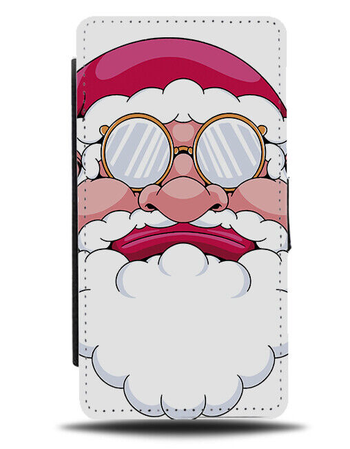 Funny Fat Santa Face Flip Wallet Case Laughing Christmas Sunglasses Head N782