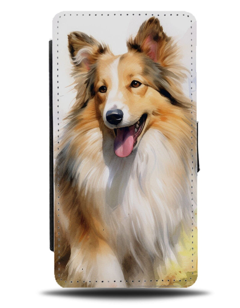 Rough Collie Flip Wallet Case Collies Dog Dogs Breed Painting Novelty Puppy DF03