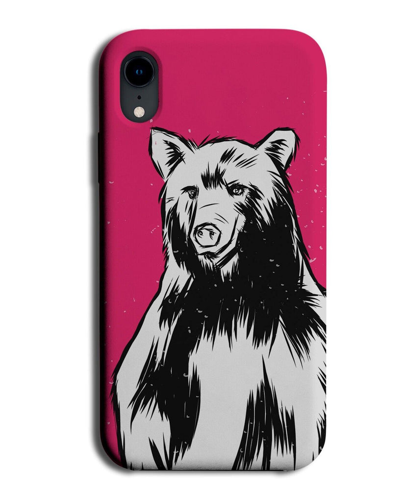Pink Standing Bear Cartoon Drawing Phone Case Cover Bears Face Sketch Drawn Q127