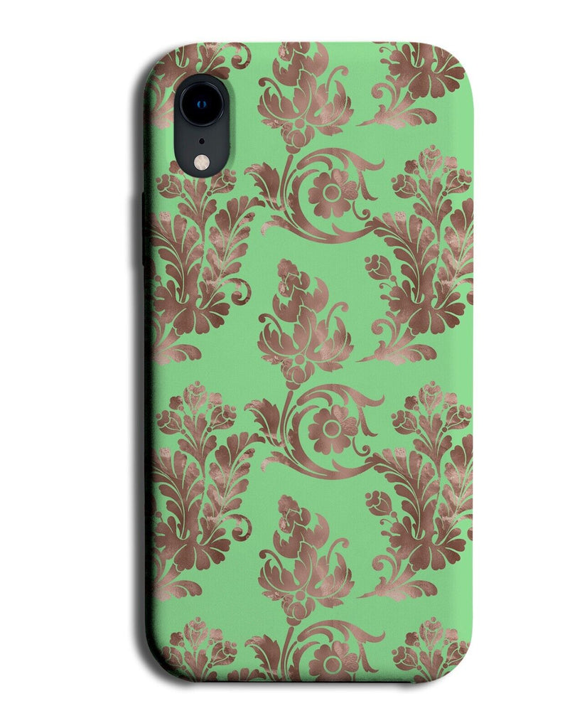 Mint Green and Rose Gold Leaves Phone Case Cover Floral Spirals Spiral CC87