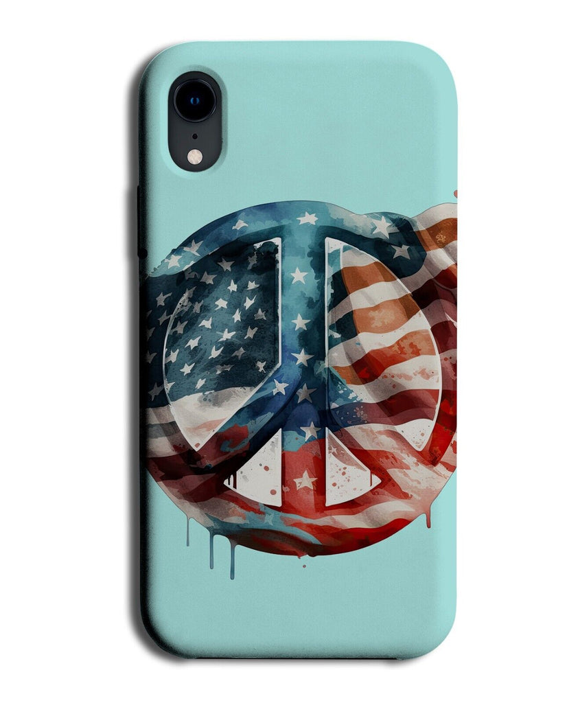 Patriotic Peace Symbol America Flag Phone Case Cover Watercolour Patriot AY21