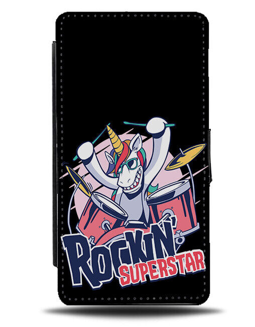 Unicorn Drummer Flip Wallet Case Dumming Drum Set Rock N Roll Grunge K342 K346