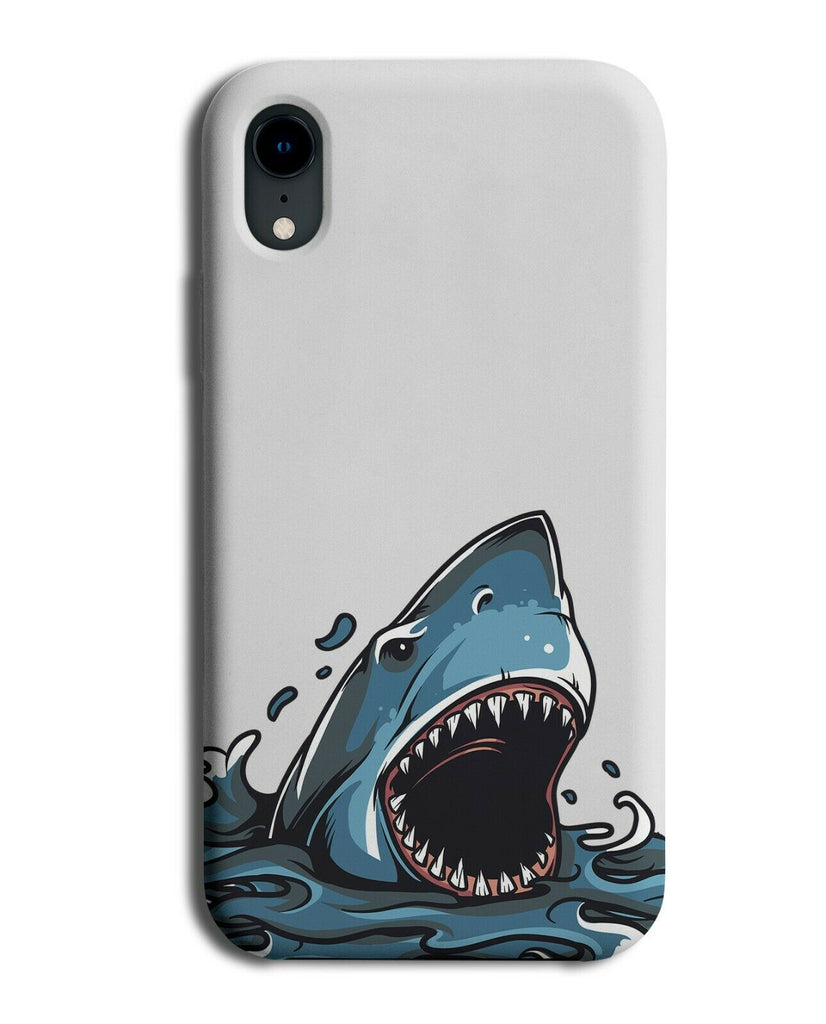 Great White Shark Cartoon Phone Case Cover Drawing Waves Ocean Sharks Face E144