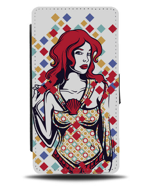 Cartoon Woman Warrior Flip Wallet Phone Case Super Hero Girl Viking Redhead E139