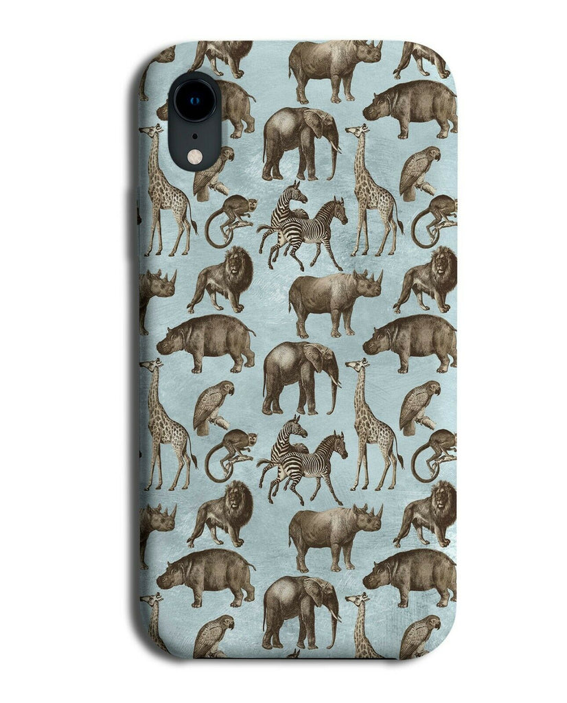 Baby Blue With Golden Safari Statues Phone Case Cover Gold Bronze G014