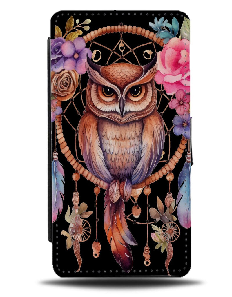 Spiritual Owl Flip Wallet Case Owls Dream Catcher Floral Flowers Bird CH96