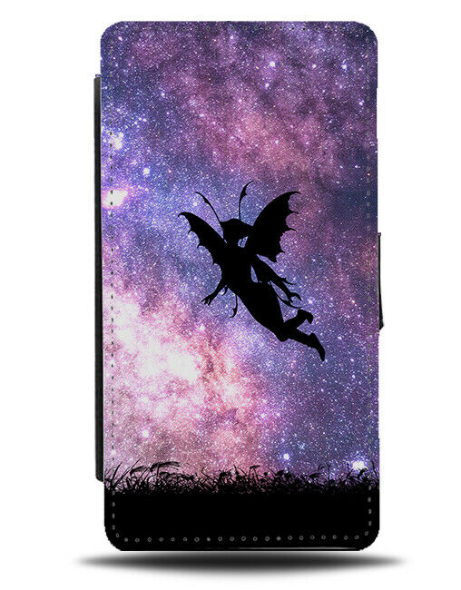 Fairy Silhouette Flip Cover Wallet Phone Case Fairies Space Stars Night Sky i178