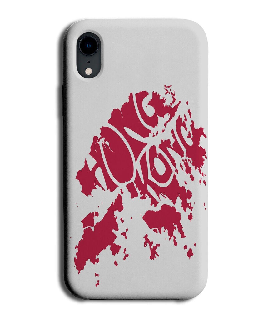 Hong Kong Map Phone Case Cover China Maps Land Atlas Shape White & Red P314