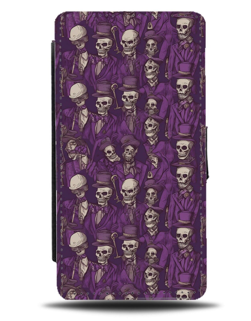 Purple Gothic Skull Gentleman Flip Wallet Case Gentlemen Posh Skeletons CA19