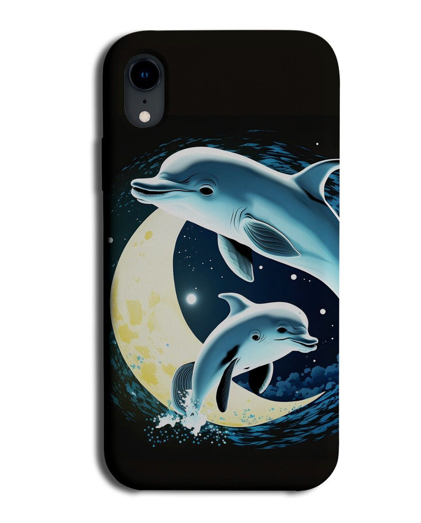 Dolphin in Moon Light Phone Case Cover Dolphins Half Shape Moons Splash AN24