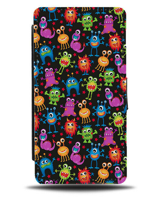 Childrens Colourful Monster Flip Wallet Case Monsters Aliens Cartoon Kids E744