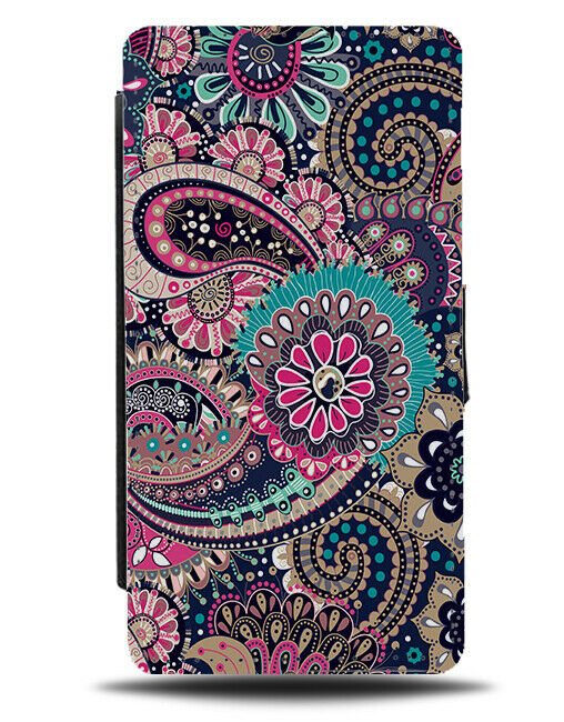 Colourful Indian Tribal Pattern Flip Wallet Case Shapes Pattern Floral G640