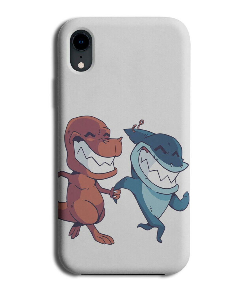 Dinosaur and Shark Cartoon BFF Friendship Phone Case Cover Funny Friends K256
