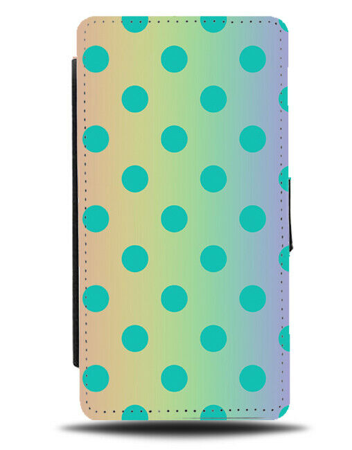 Rainbow & Turquoise Green Spotted Flip Cover Wallet Phone Case Spots Spotty i475